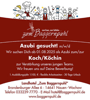 WIR SUCHEN DICH! Möchtest Du bei uns im Hotel Baggernpuhl eine Ausbildung zum/r Hotelfachfrau/-mann